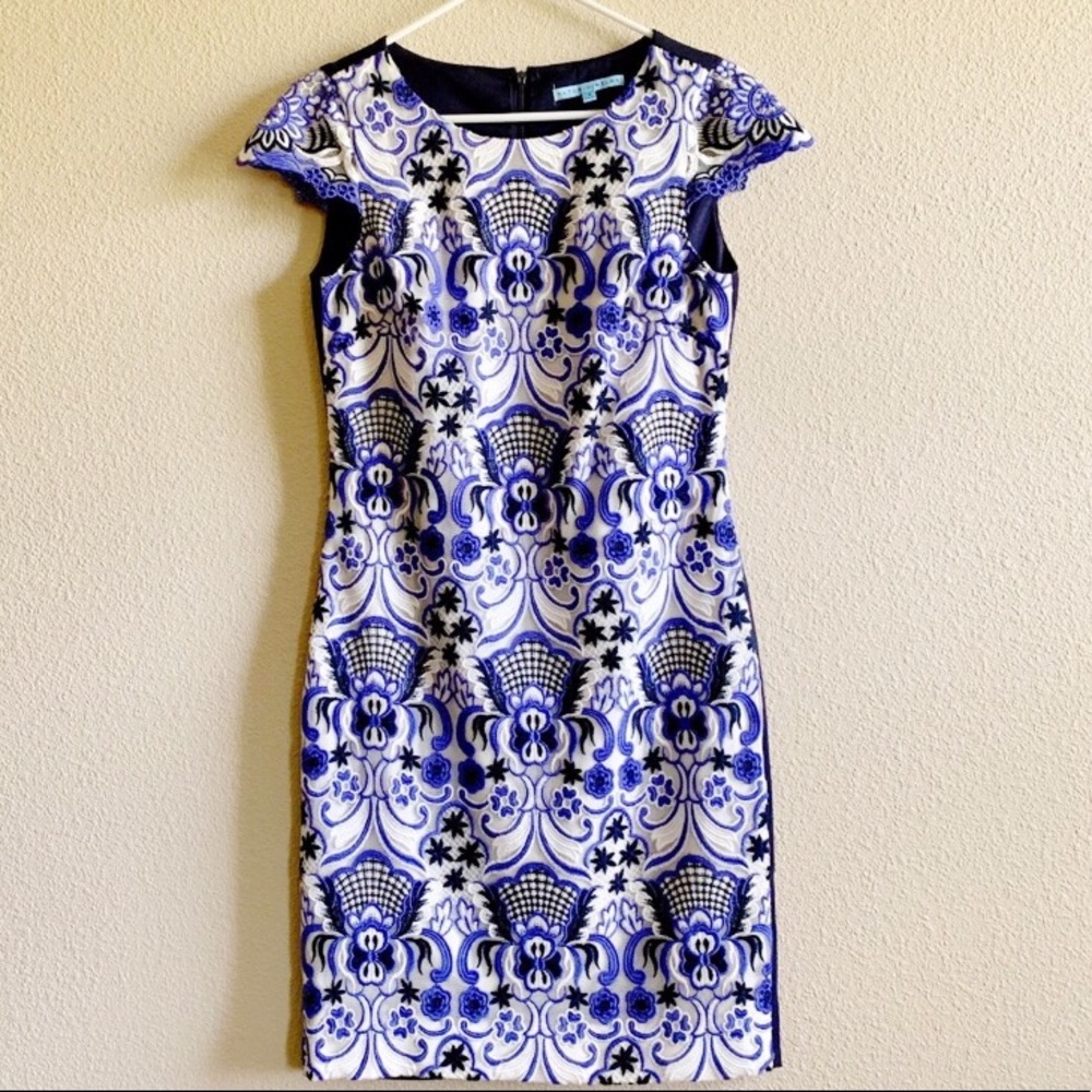 ANTONIO MELANI Purple and White Midi Dress